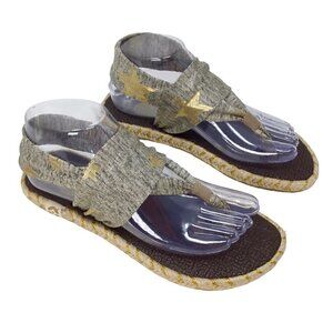 Nalho Espadrilles Sandals Yoga Mat Metallic Gold Stars Comfort Size EU 38 US 8